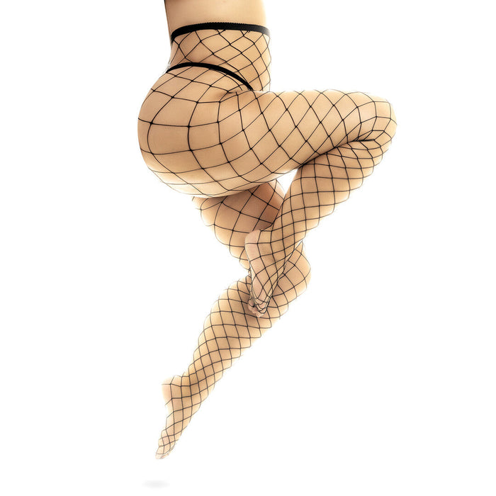 Mapalé Zwarte Netpanty Met Grove Ruit