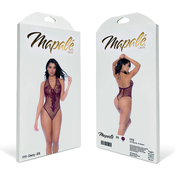 Mapalé Kersenrode Visnet Body Met Bloemdessin & Veterrug