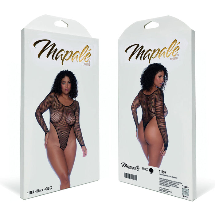 Mapalé Zwarte Visnet Body Met Lange Mouwen