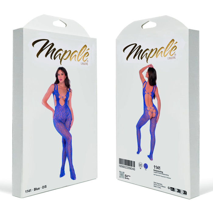 Mapalé Blauwe Leopard Visnet Bodystocking