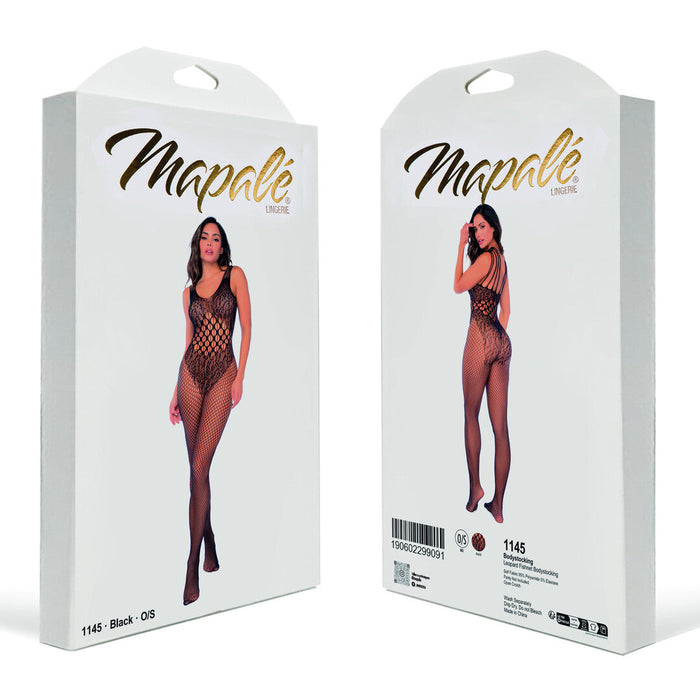 Mapalé Zwarte Leopard Visnet Bodystocking