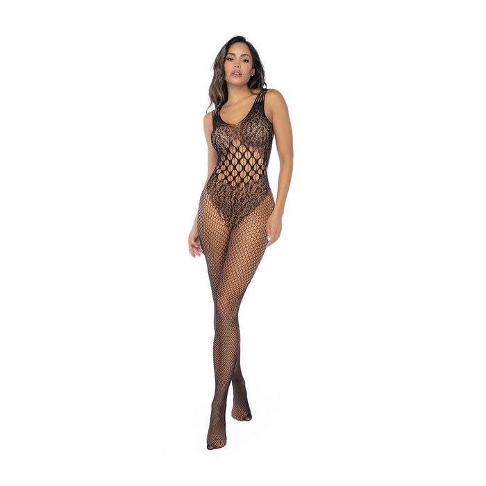 Mapalé Zwarte Leopard Visnet Bodystocking