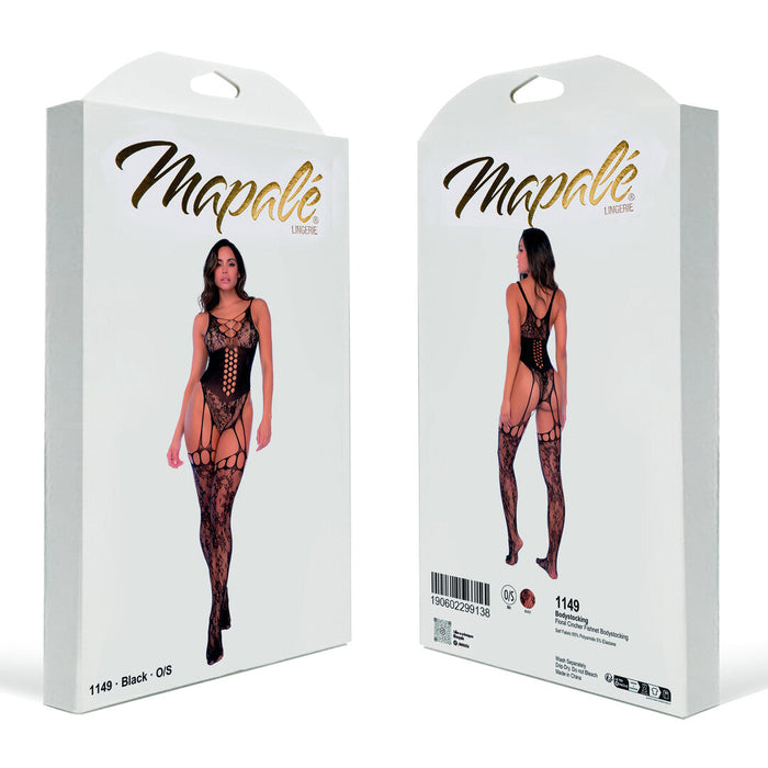Mapalé Zwarte Visnet Bodystocking Met Taille Effect