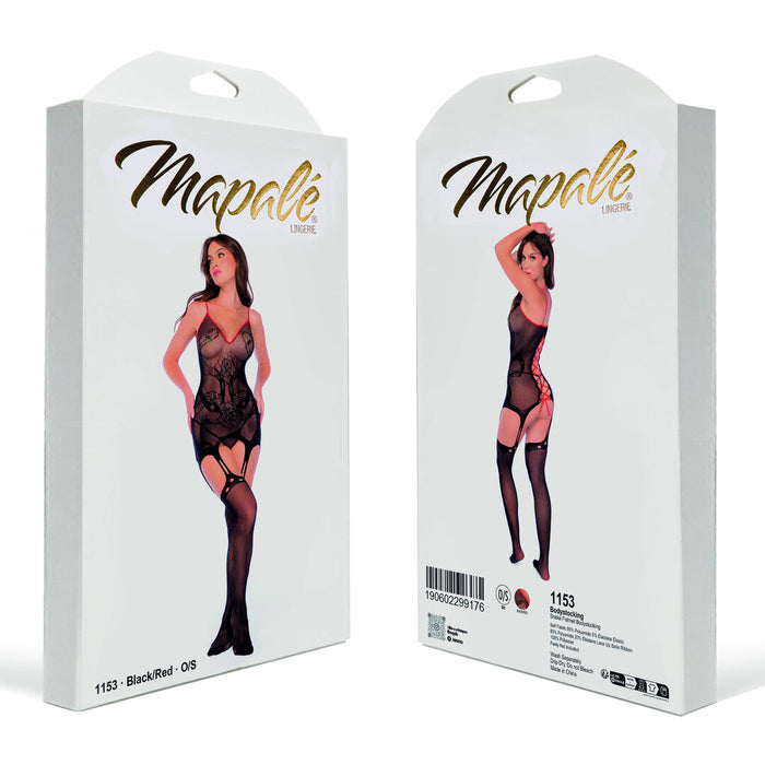 Mapalé Zwarte Bodystocking Met Slangenmotief