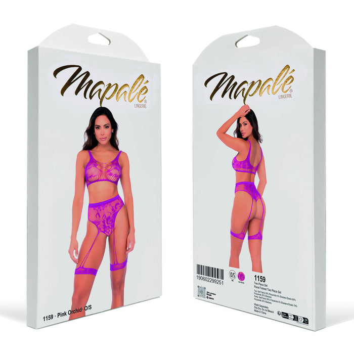 Mapalé Roze Orchidee 2-delige Bloemen Visnet Lingerieset