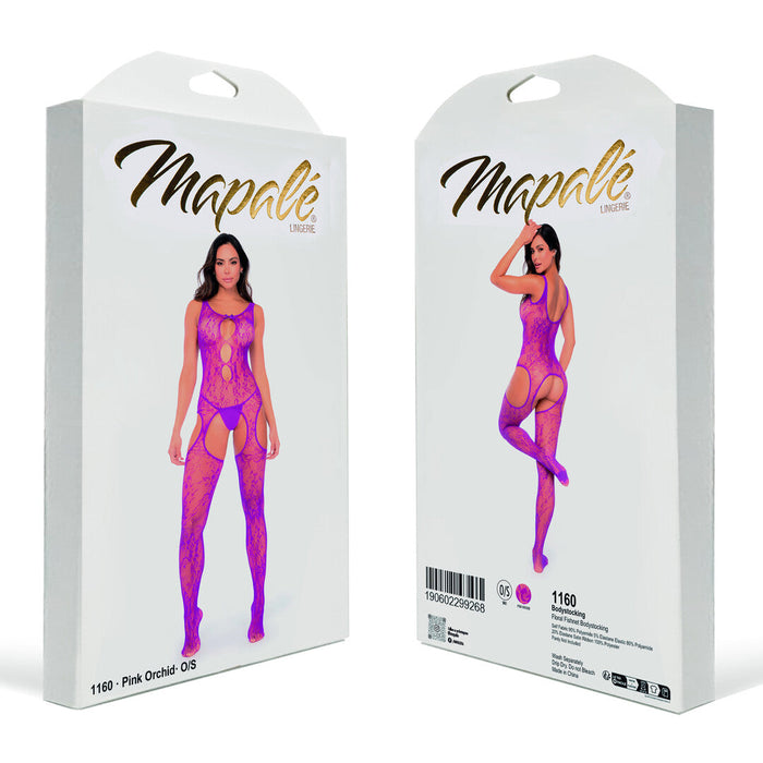 Mapalé Roze Orchidee Bloemen Visnet Bodystocking