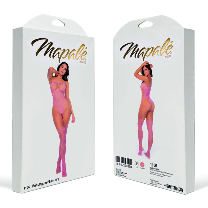 Mapalé Roze Hartjes Visnet Bodystocking Met Strass