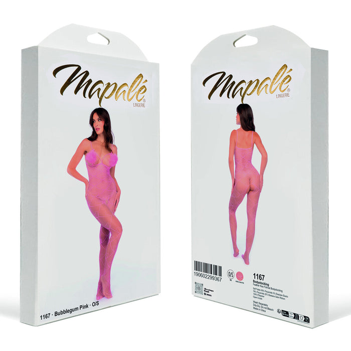 Mapalé Roze Hartjes Visnet Bodystocking Met Veerdetails