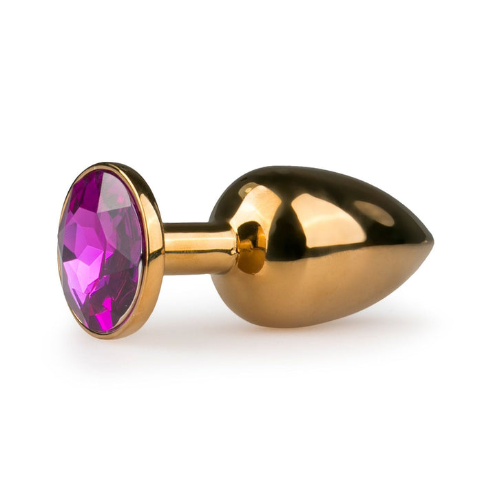 EasyToys Metalen Buttplug Goud Met Paarse Steen 7 cm