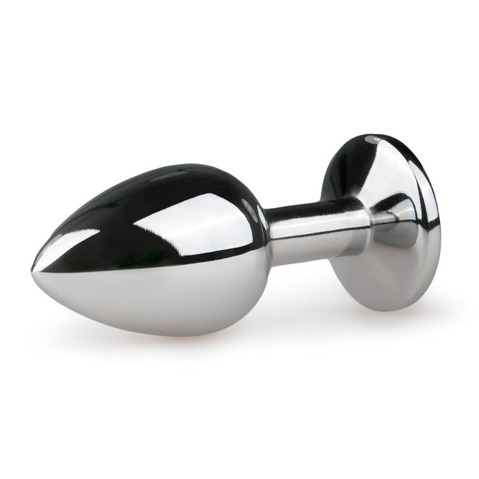 EasyToys Metalen Buttplug Zilver Met Roze Kristal 7 cm