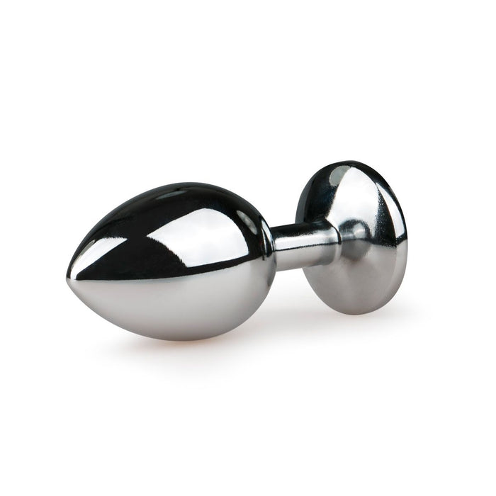 EasyToys Metalen Buttplug Zilver Met Heldere Kristal 8 cm