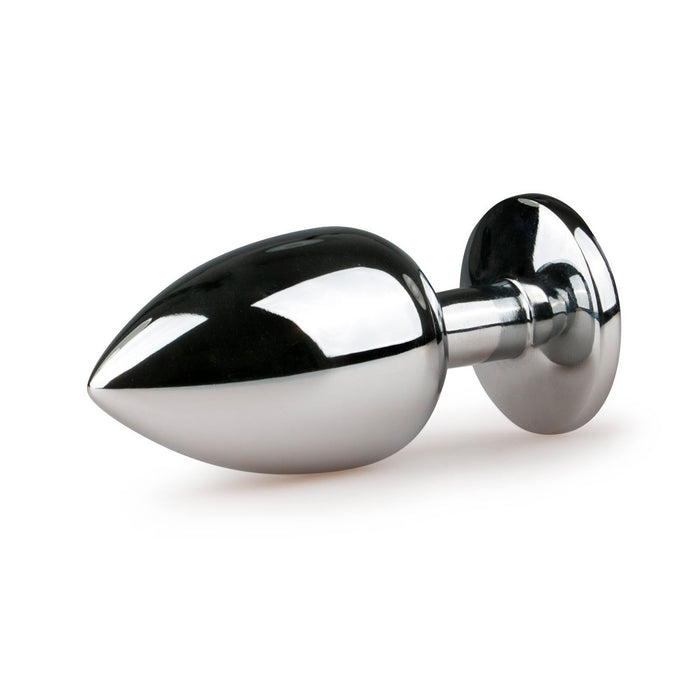 EasyToys Metalen Buttplug Zilver Met Roze Kristal 10 cm