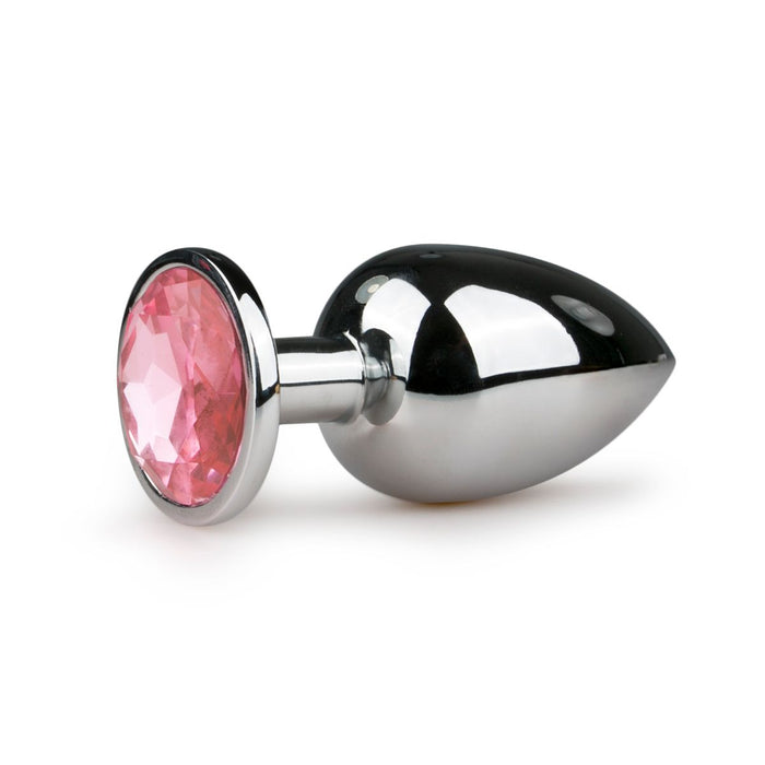 EasyToys Metalen Buttplug Zilver Met Roze Kristal 10 cm