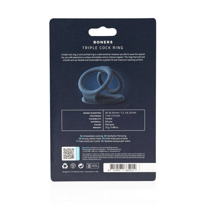 Boners Triple Cockring Voor Penis & Ballen
