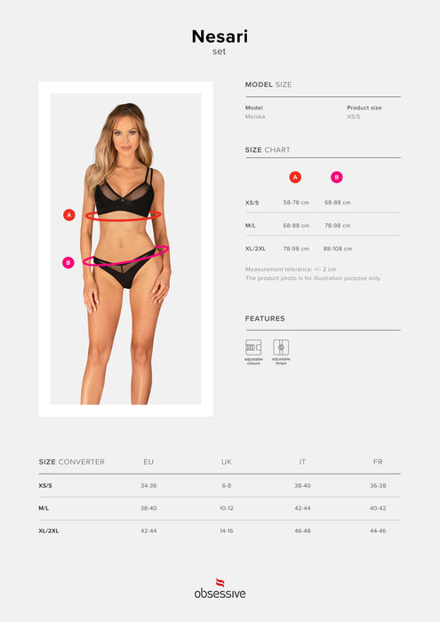 Obsessive Nesari 2-delige Lingerie Set Zwart