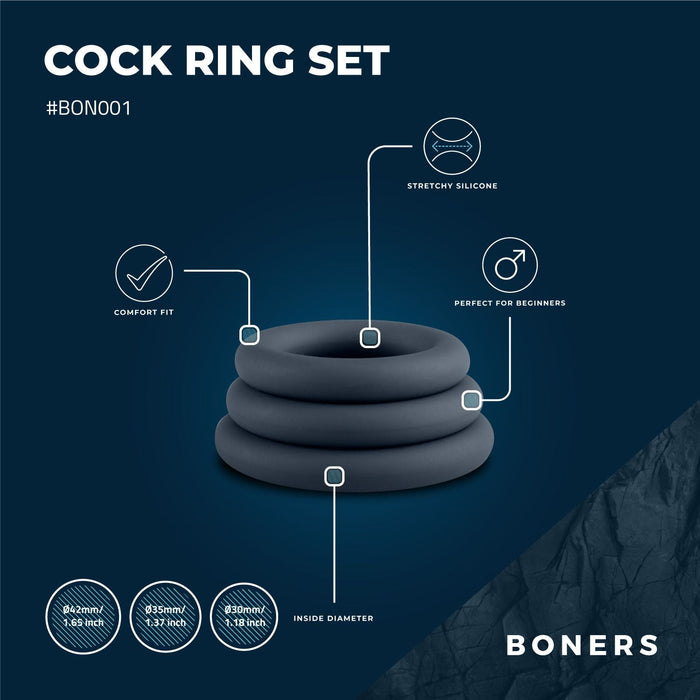 Boners Set Van 3 Siliconen Cockringen