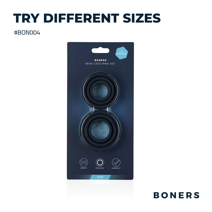 Boners Set Van 6 Platte Siliconen Cockringen