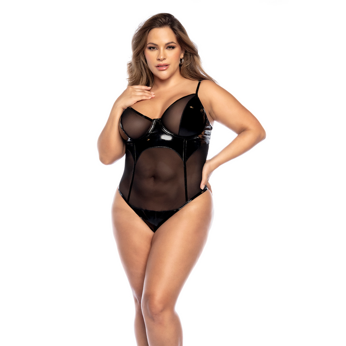 Mapalé Medium Coverage Bodysuit Wet Look Zwart