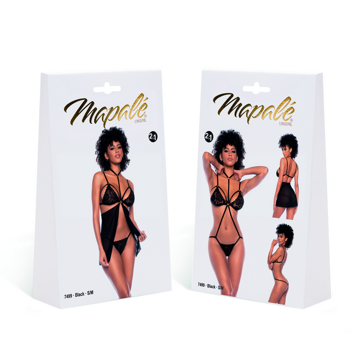 Mapalé Two In One Babydoll & Teddy Zwart