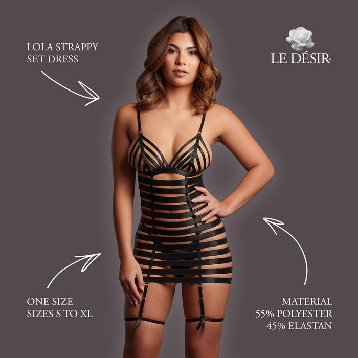 Le Désir Zwarte Strappy Jurk Met Uitsparingen
