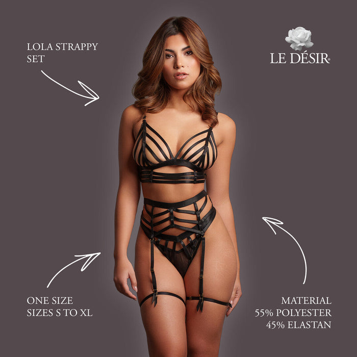 Le Désir Zwarte Strappy 2-delige Lingerieset