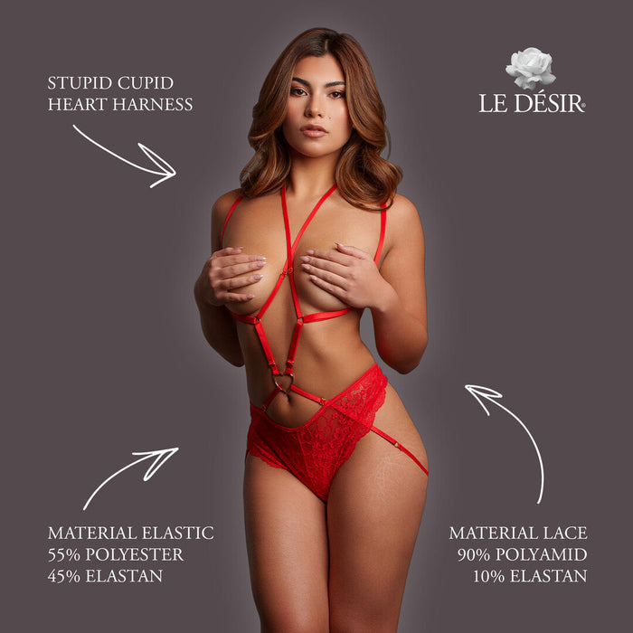 Le Désir Rode Hart Bodyharnas 2-delige Lingerieset