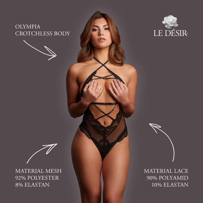 Le Désir Zwarte Open Body Met Kant