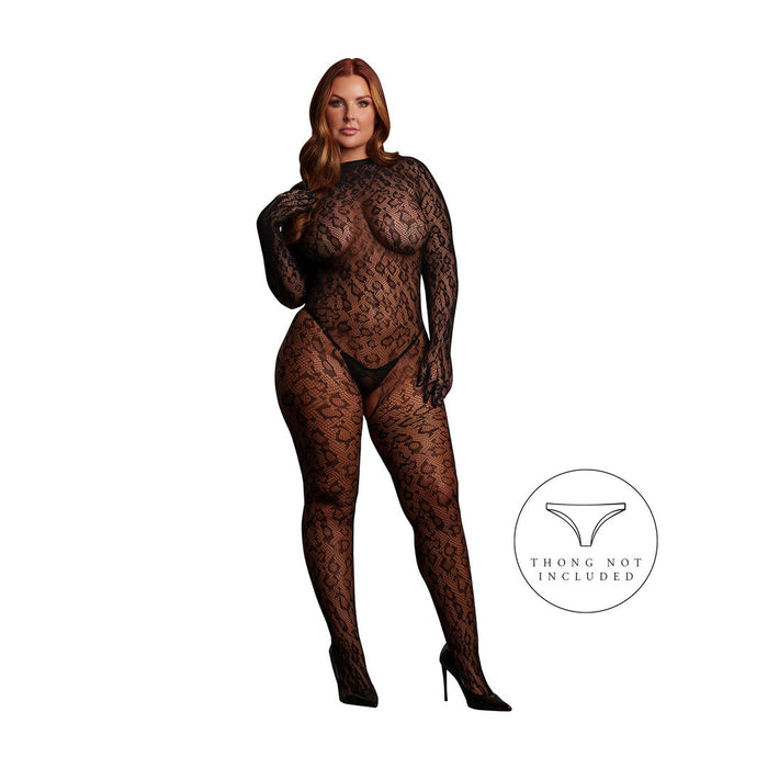 Le Désir Zwarte Leopard Catsuit Met Open Kruis