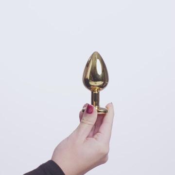 EasyToys Metalen Buttplug Goud Met Roze Hartsteen 7 cm