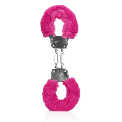Furry Metal Hand Cuffs Black