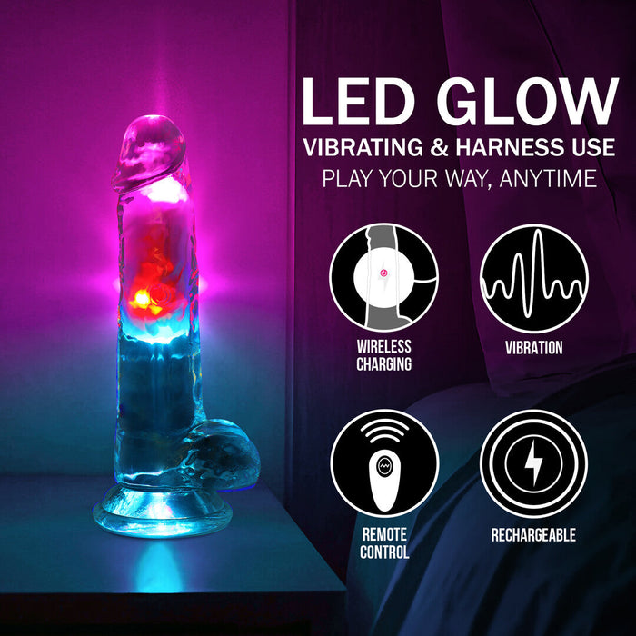 Realrock Led Glow Vibrerende Dildo Met Ballen 18 cm