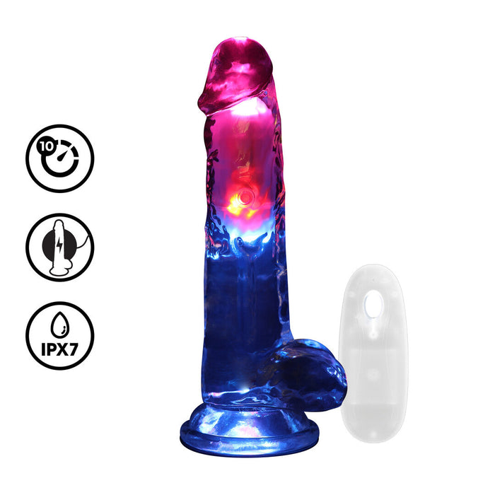 Realrock Led Glow Vibrerende Dildo Met Ballen 20 cm