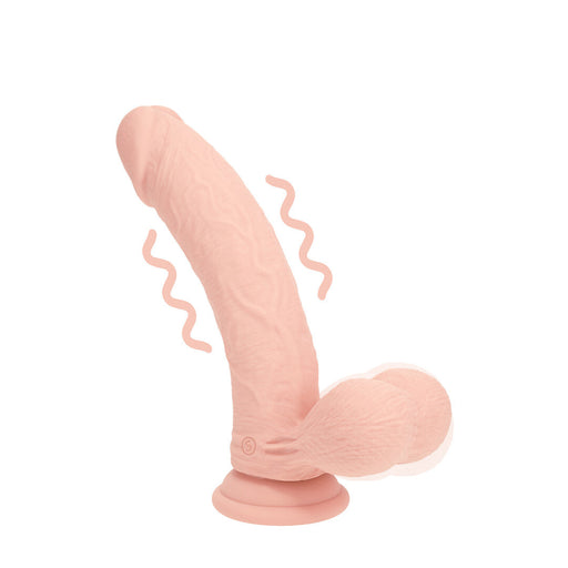 RealRock Realistische Vibrator Dual Density Rechargeable Liquid Silicone Vibrator Curved With Weighted Balls 6 / 15 Cm Flesh