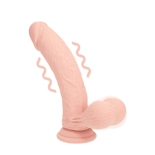 RealRock Realistische Vibrator Dual Density Rechargeable Liquid Silicone Vibrator Curved With Weighted Balls 7 / 18 Cm Flesh