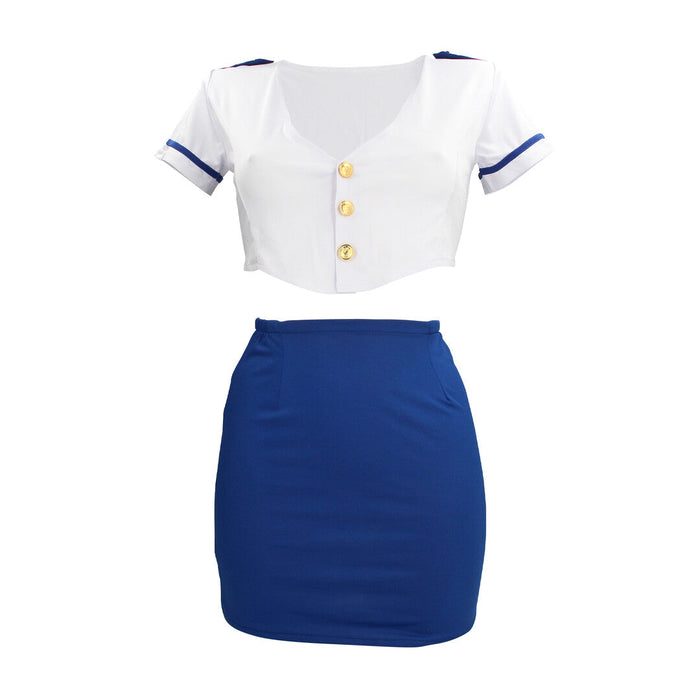Stewardess Costume S/m Blue/white
