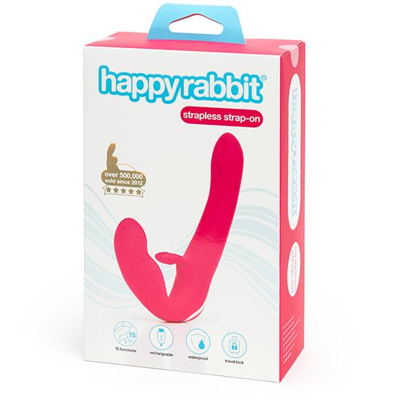 Happy Rabbit Strapless Strap-On Rabbit Vibe Roze