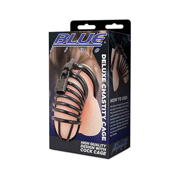 Blue Line Deluxe Chastity Cage Black